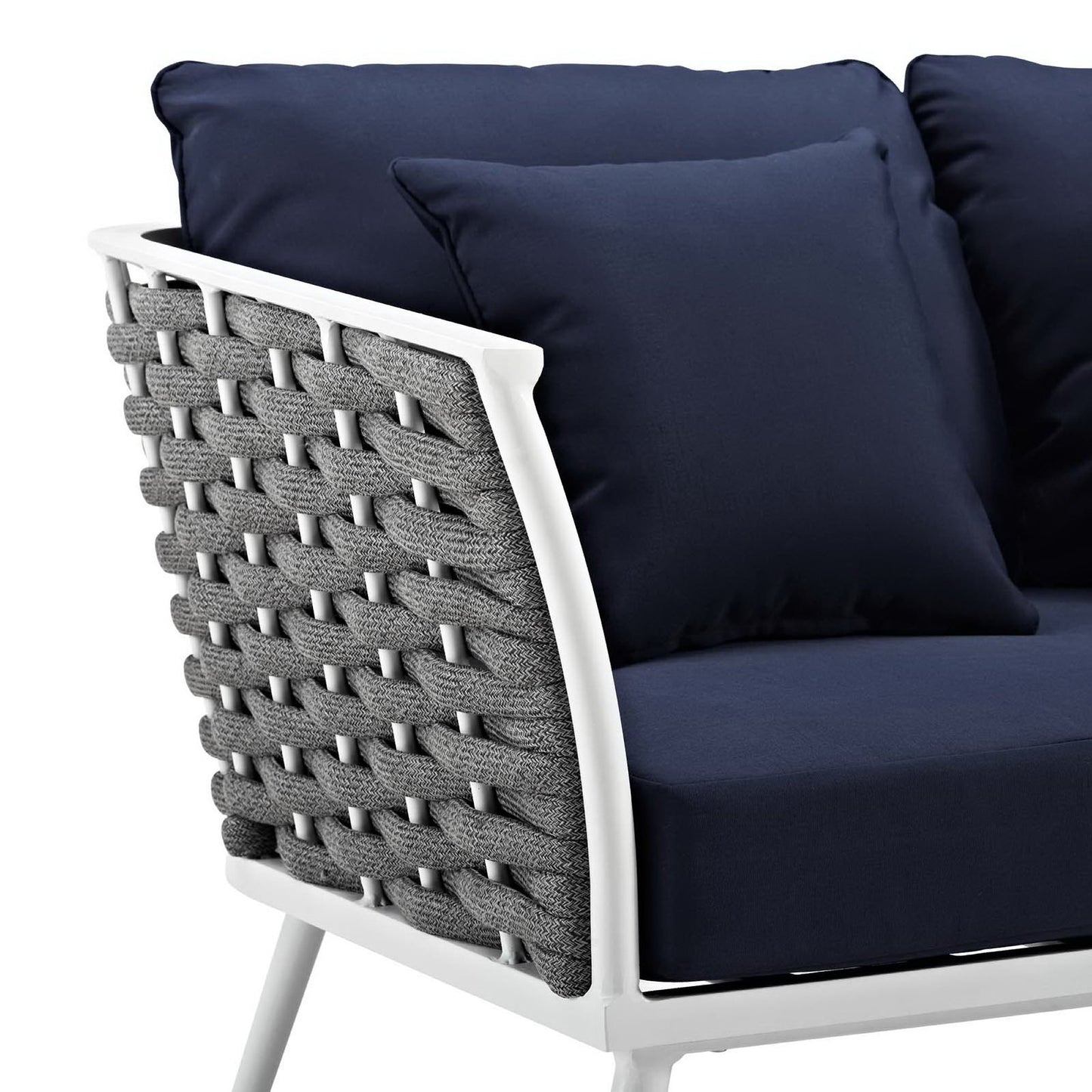 Modway Outlet Stance Outdoor Patio Aluminum Sofa by Modway  Outdoor Furniture Furniture White navy - EEI-3020-WHI-NAV