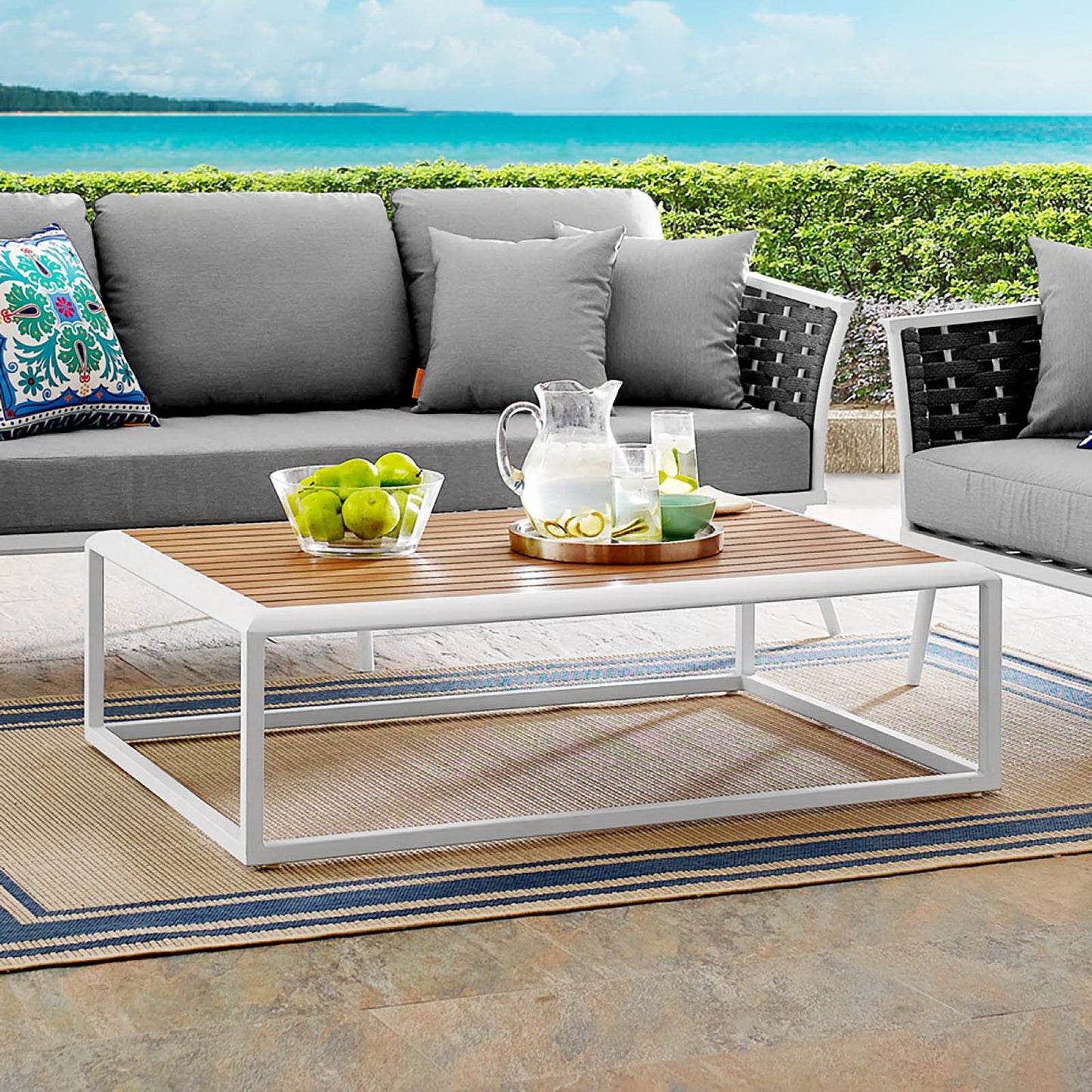 Modway - Stance Outdoor Patio Aluminum Coffee Table by Modway  Outdoor Furniture Bar and Dining Brown - EEI-3021-WHI-NAT