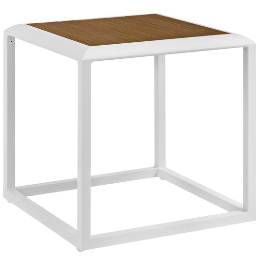 Modway Outlet Stance Outdoor Patio Aluminum Side Table by Modway  Outdoor Furniture Furniture White Natural - EEI-3022-WHI-NAT