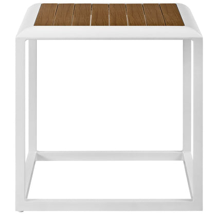 Modway Outlet Stance Outdoor Patio Aluminum Side Table by Modway  Outdoor Furniture Furniture White Natural - EEI-3022-WHI-NAT