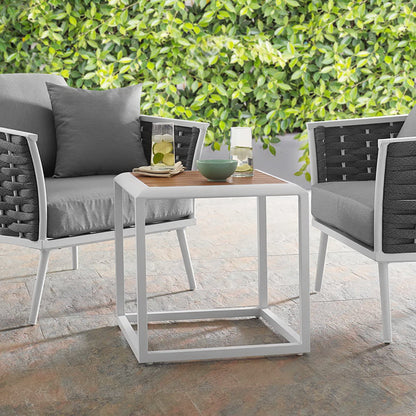 Modway Outlet Stance Outdoor Patio Aluminum Side Table by Modway  Outdoor Furniture Furniture White Natural - EEI-3022-WHI-NAT