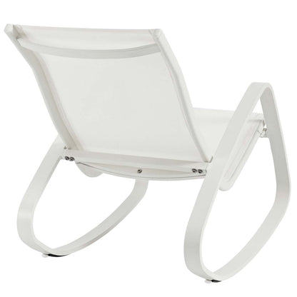 Modway Outlet Traveler Rocking Outdoor Patio Mesh Sling Lounge Chair by Modway  Outdoor Furniture Furniture White White - EEI-3027-WHI-WHI