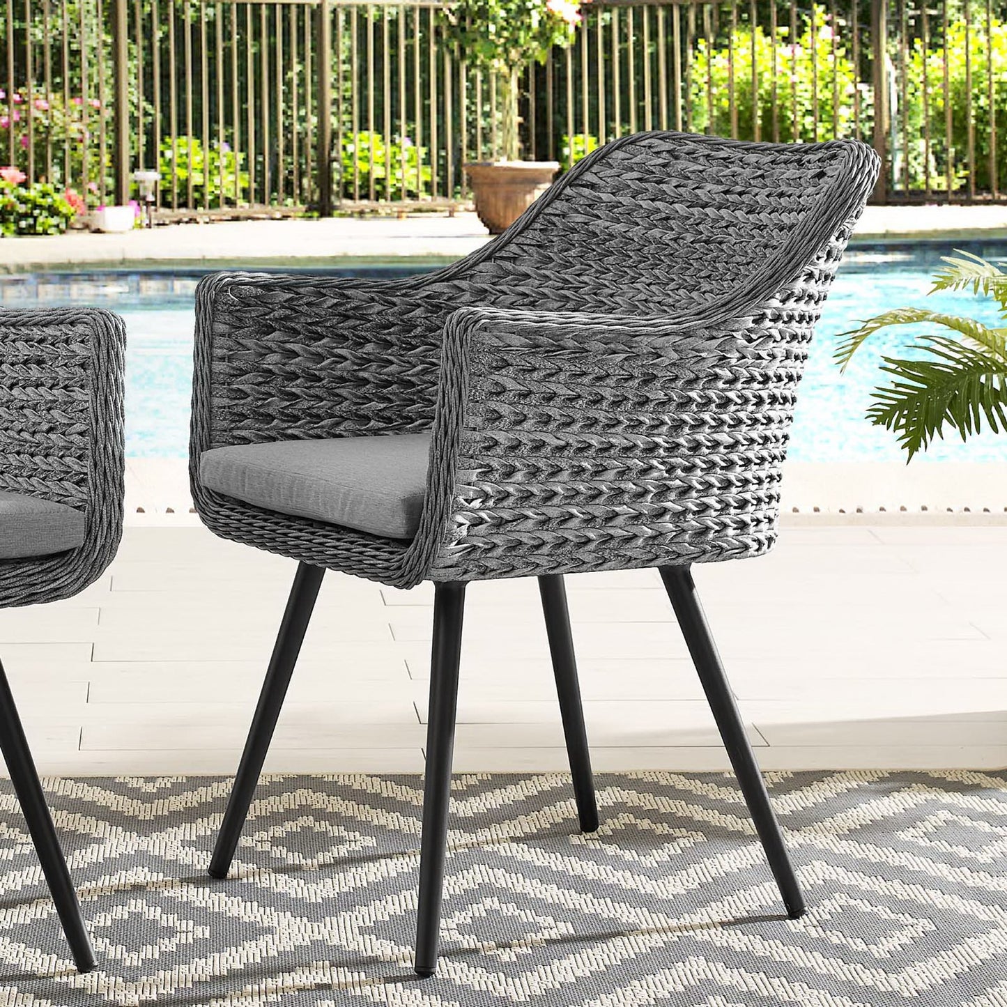 Modway Outlet Endeavor Outdoor Patio Wicker Rattan Dining Armchair by Modway  Outdoor Furniture Furniture Gray Gray - EEI-3028-GRY-GRY