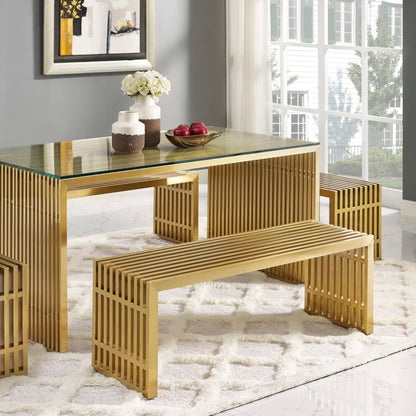 Modway - Gridiron Medium Stainless Steel Bench by Modway  Living Room Benches and Stools Yellow - EEI-3035-GLD