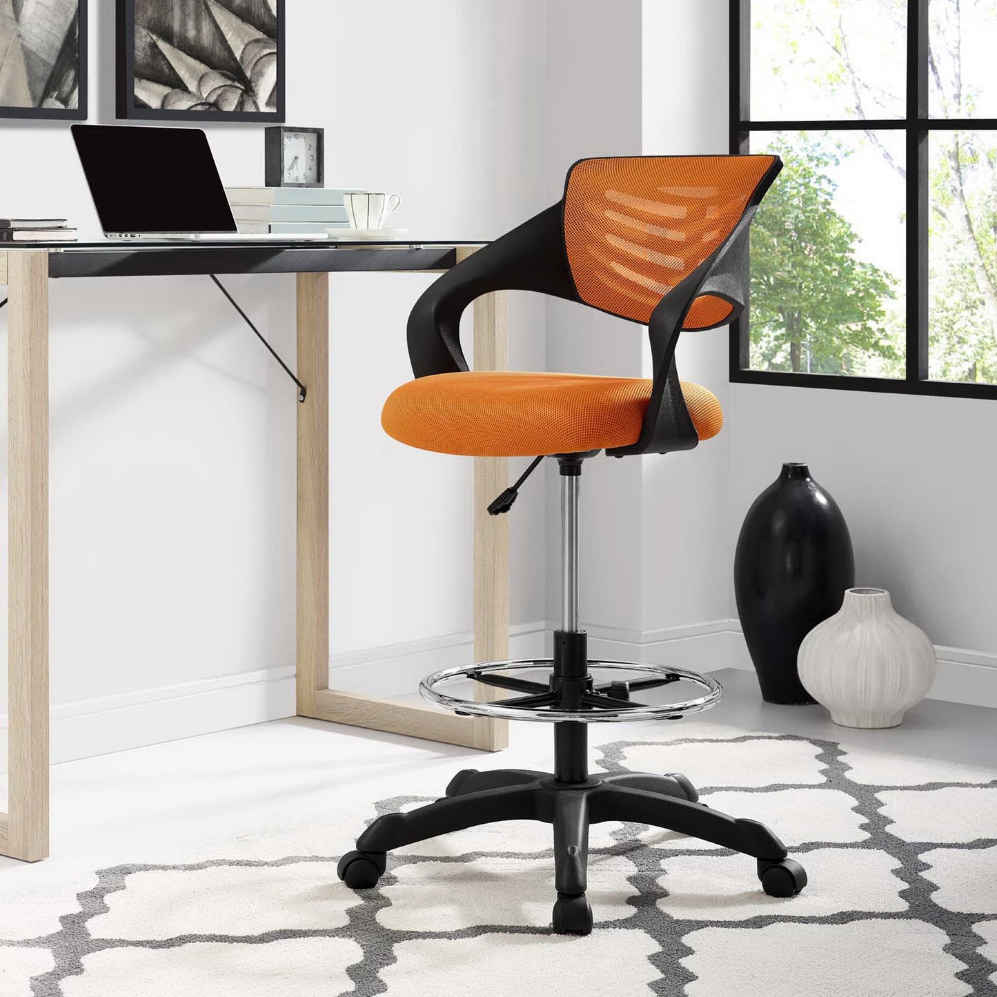 Modway - Thrive Mesh Drafting Chair by Modway  Office Furniture Office Chairs Orange - EEI-3040-ORA
