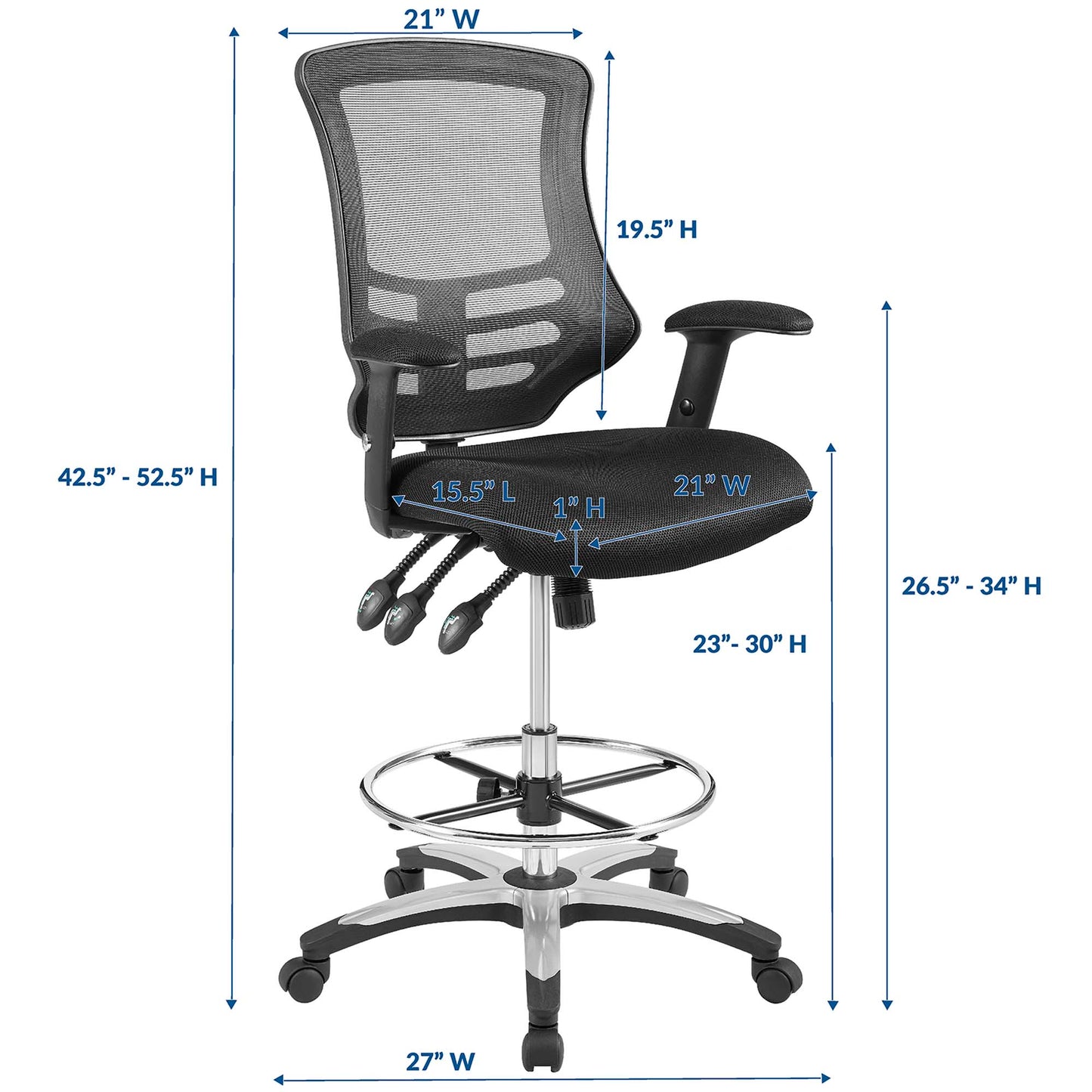 Modway - Calibrate Mesh Drafting Chair by Modway  Office Furniture Office Chairs Black - EEI-3043-BLK