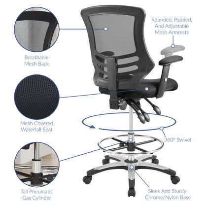Modway - Calibrate Mesh Drafting Chair by Modway  Office Furniture Office Chairs Black - EEI-3043-BLK