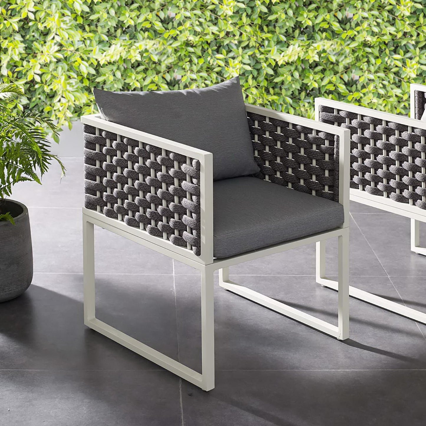 Modway Outlet Stance Outdoor Patio Aluminum Dining Armchair by Modway  Outdoor Furniture Furniture White Gray - EEI-3053-WHI-GRY