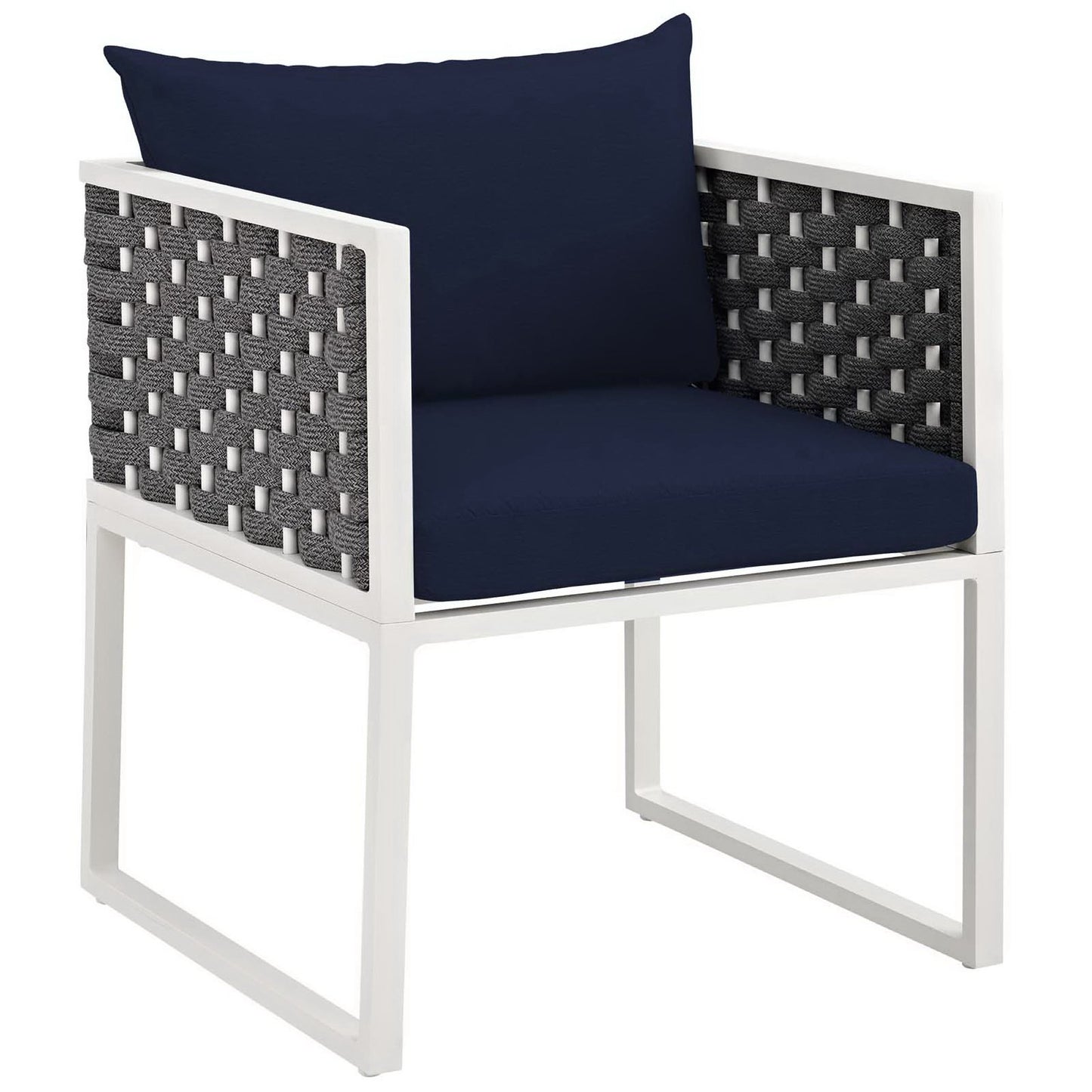 Modway Outlet Stance Outdoor Patio Aluminum Dining Armchair by Modway  Outdoor Furniture Furniture White Navy - EEI-3053-WHI-NAV