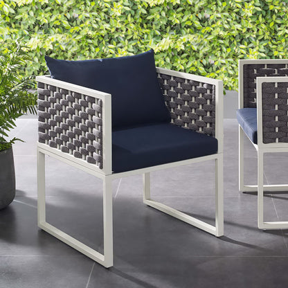 Modway Outlet Stance Outdoor Patio Aluminum Dining Armchair by Modway  Outdoor Furniture Furniture White Navy - EEI-3053-WHI-NAV