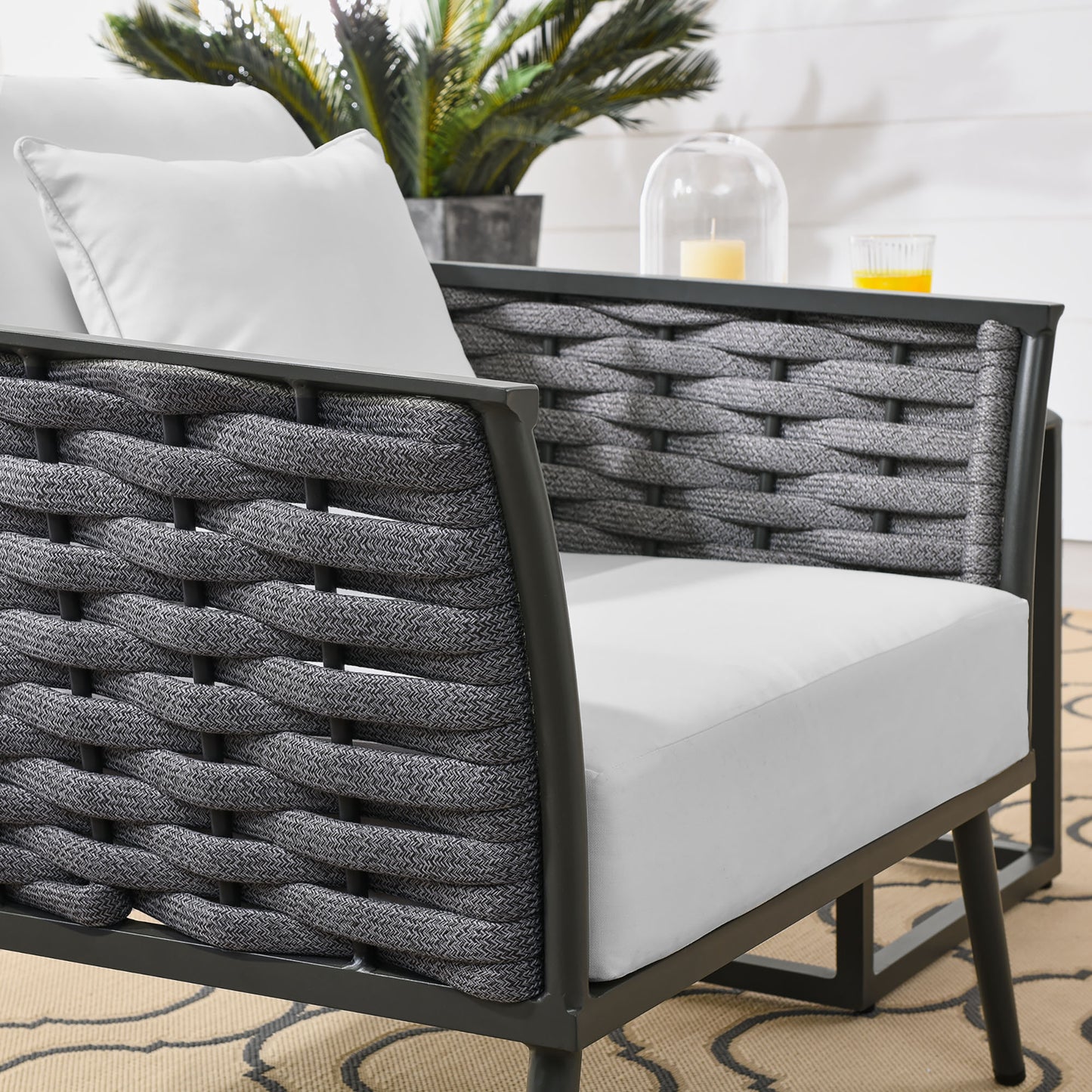 Modway Outlet Stance Outdoor Patio Aluminum Armchair by Modway  Outdoor Furniture Furniture Gray White - EEI-3054-GRY-WHI