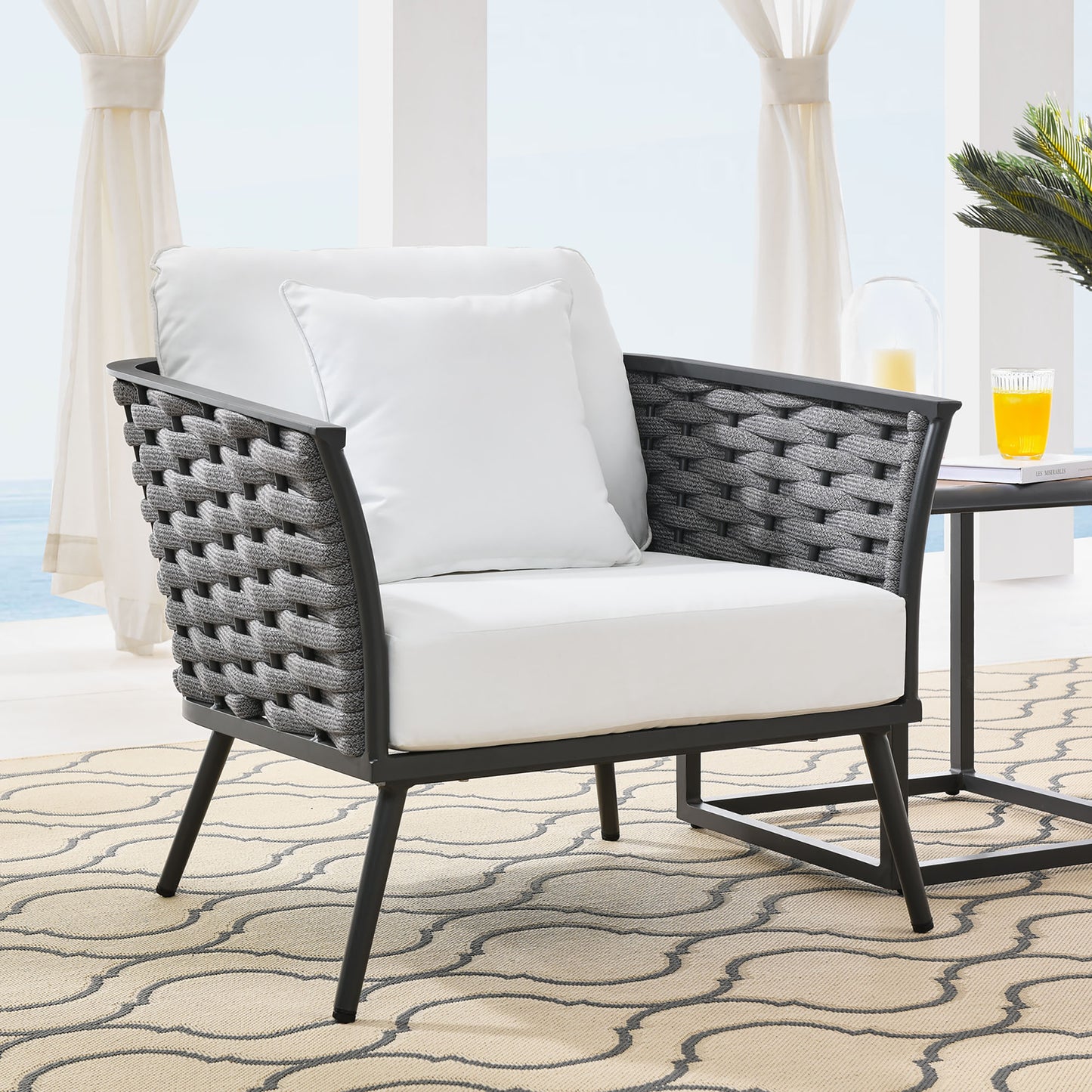 Modway Outlet Stance Outdoor Patio Aluminum Armchair by Modway  Outdoor Furniture Furniture Gray White - EEI-3054-GRY-WHI
