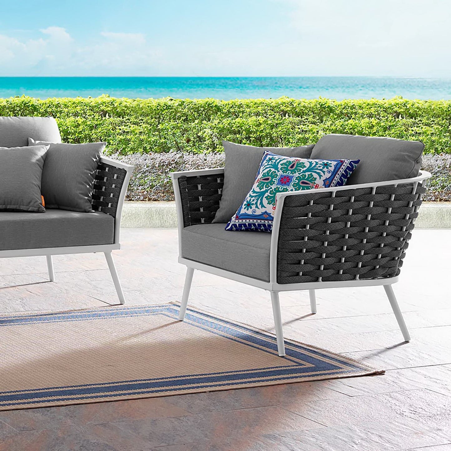 Modway - Stance Outdoor Patio Aluminum Armchair by Modway  Outdoor Furniture Sofa Sectionals Gray - EEI-3054-WHI-GRY