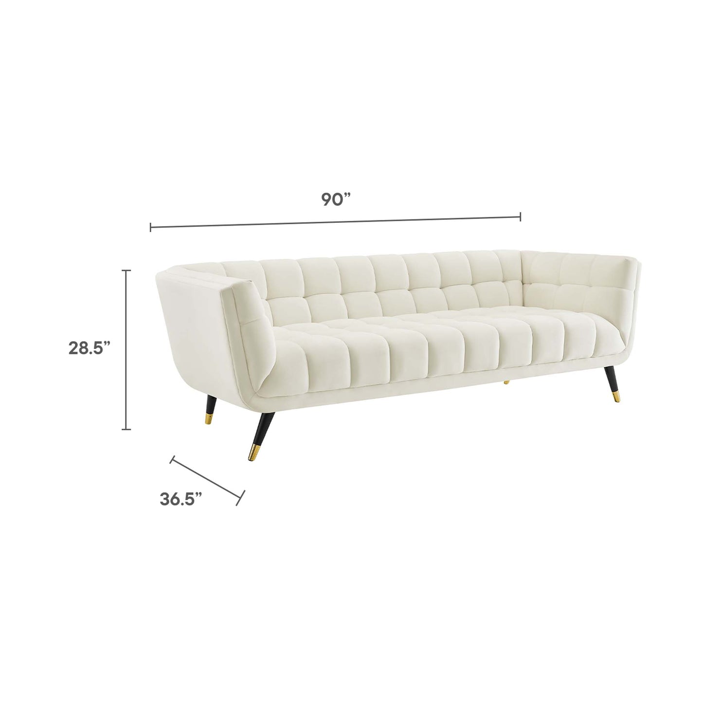 Modway Outlet Adept Performance Velvet Sofa by Modway  Living Room Furniture Ivory - EEI-3059-IVO
