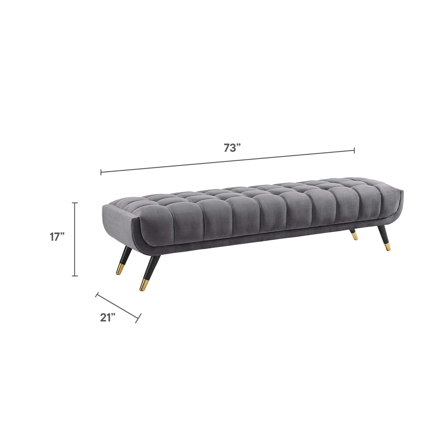 Modway Outlet Adept Performance Velvet Bench by Modway  Living Room Furniture Gray - EEI-3061-GRY