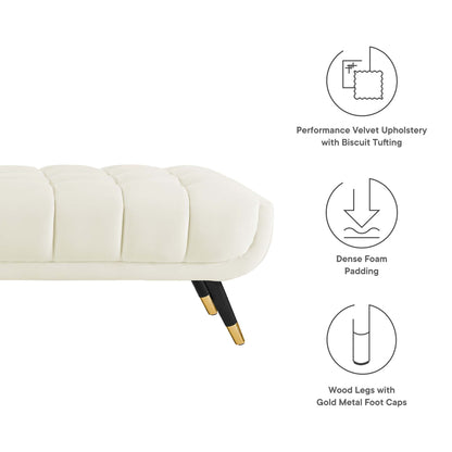 Modway Outlet Adept Performance Velvet Bench by Modway  Living Room Furniture Ivory - EEI-3061-IVO