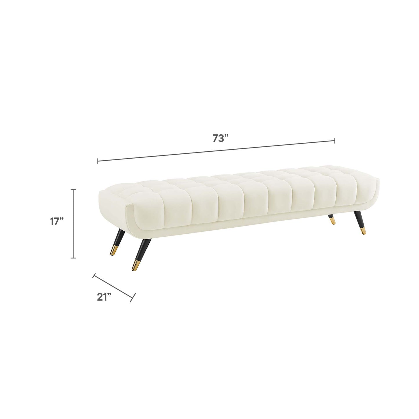 Modway Outlet Adept Performance Velvet Bench by Modway  Living Room Furniture Ivory - EEI-3061-IVO