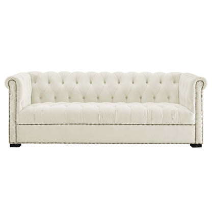 Modway Outlet Heritage Performance Velvet Sofa by Modway  Living Room Furniture Ivory - EEI-3064-IVO