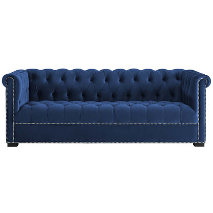 Modway Outlet Heritage Performance Velvet Sofa by Modway  Living Room Furniture Midnight Blue - EEI-3064-MID