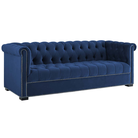 Modway Outlet Heritage Performance Velvet Sofa by Modway  Living Room Furniture Midnight Blue - EEI-3064-MID