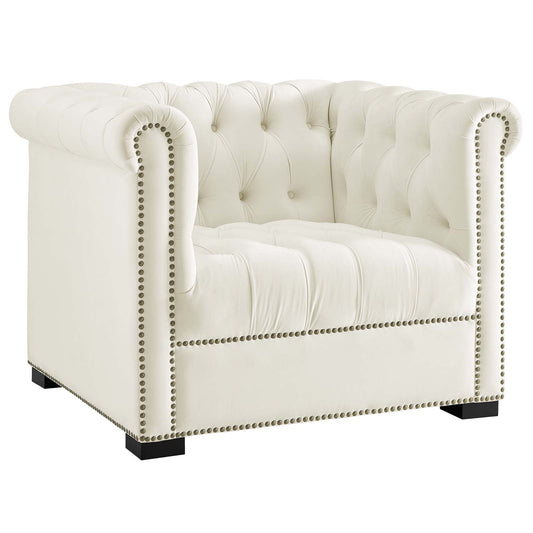 Modway Outlet Heritage Performance Velvet Armchair by Modway  Living Room Furniture Ivory - EEI-3065-IVO