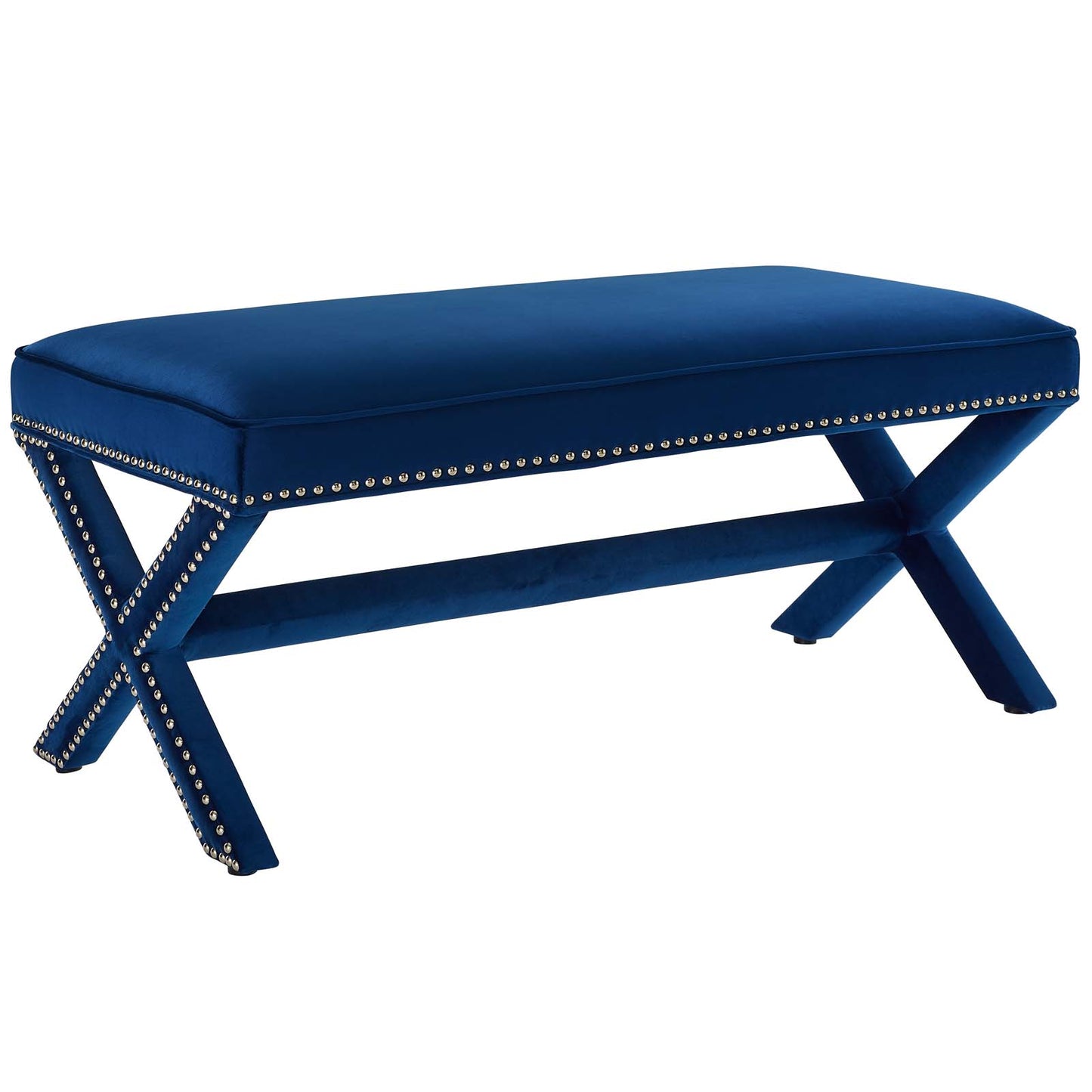 Modway Outlet Rivet Performance Velvet Bench by Modway  Living Room Furniture Navy - EEI-3067-NAV