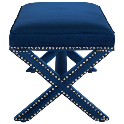 Modway Outlet Rivet Performance Velvet Bench by Modway  Living Room Furniture Navy - EEI-3067-NAV