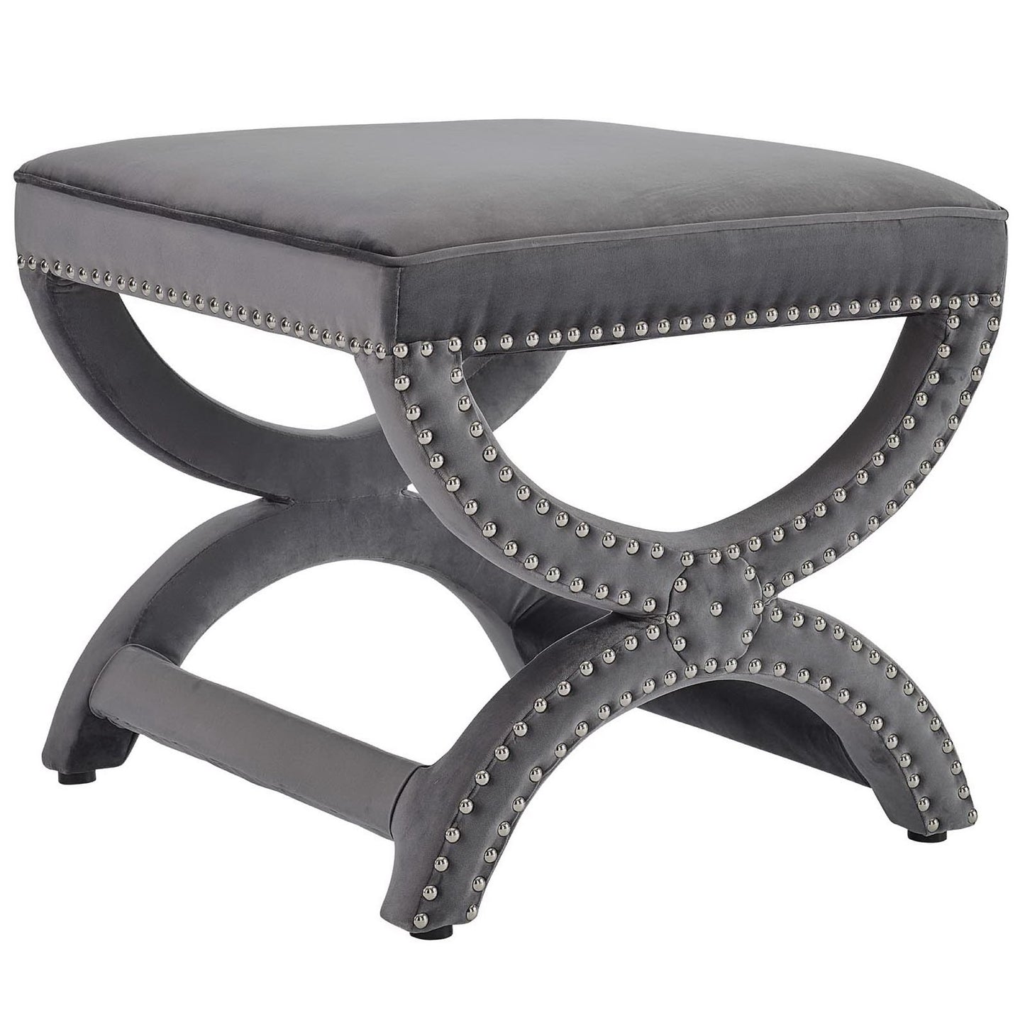 Modway Outlet Expound Upholstered Nailhead Trim Performance Velvet Ottoman by Modway  Living Room Furniture Gray - EEI-3068-GRY