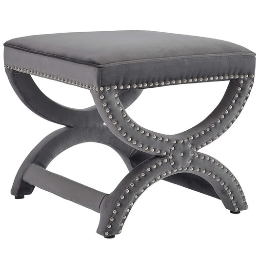 Modway Outlet Expound Upholstered Nailhead Trim Performance Velvet Ottoman by Modway  Living Room Furniture Gray - EEI-3068-GRY