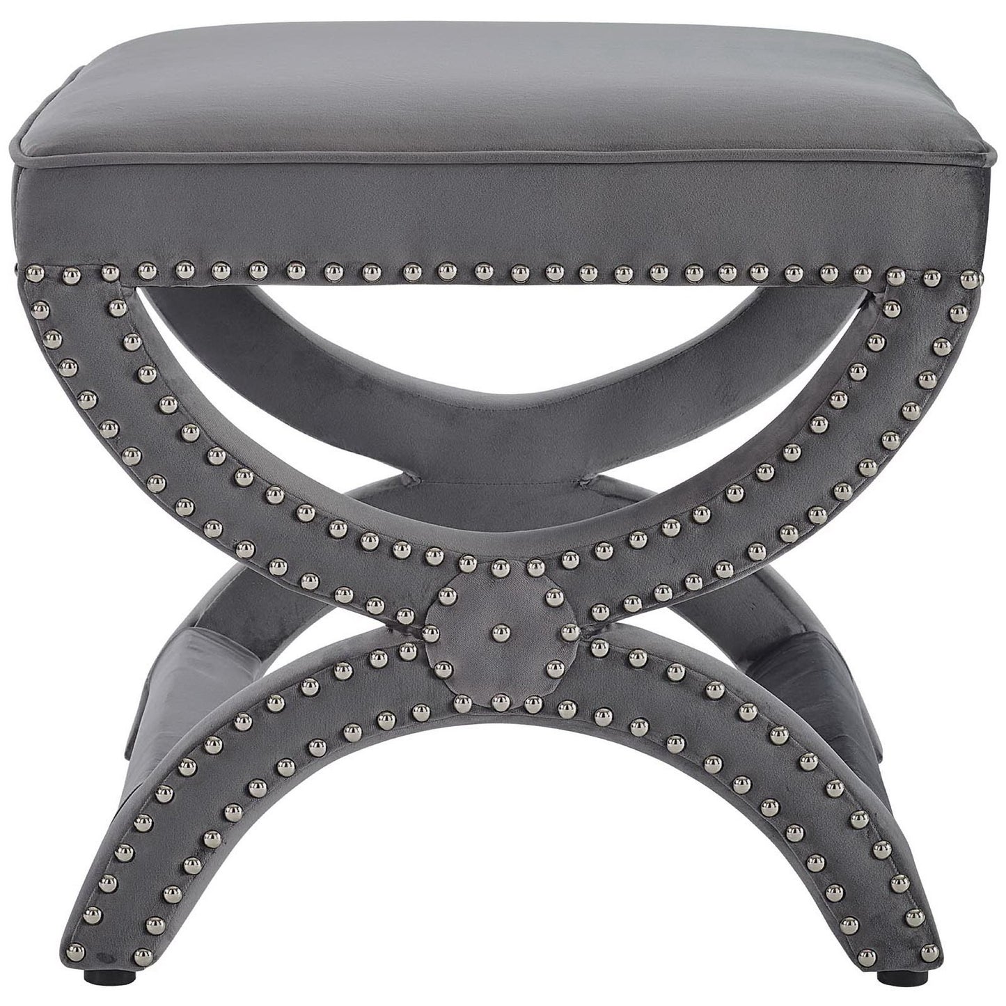 Modway Outlet Expound Upholstered Nailhead Trim Performance Velvet Ottoman by Modway  Living Room Furniture Gray - EEI-3068-GRY