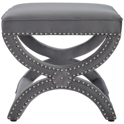 Modway Outlet Expound Upholstered Nailhead Trim Performance Velvet Ottoman by Modway  Living Room Furniture Gray - EEI-3068-GRY