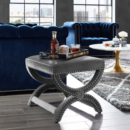 Modway Outlet Expound Upholstered Nailhead Trim Performance Velvet Ottoman by Modway  Living Room Furniture Gray - EEI-3068-GRY