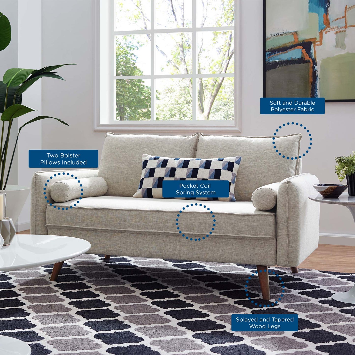 Modway - Revive Upholstered Fabric Loveseat by Modway  Living Room Sofas and Armchairs Brown - EEI-3091-BEI