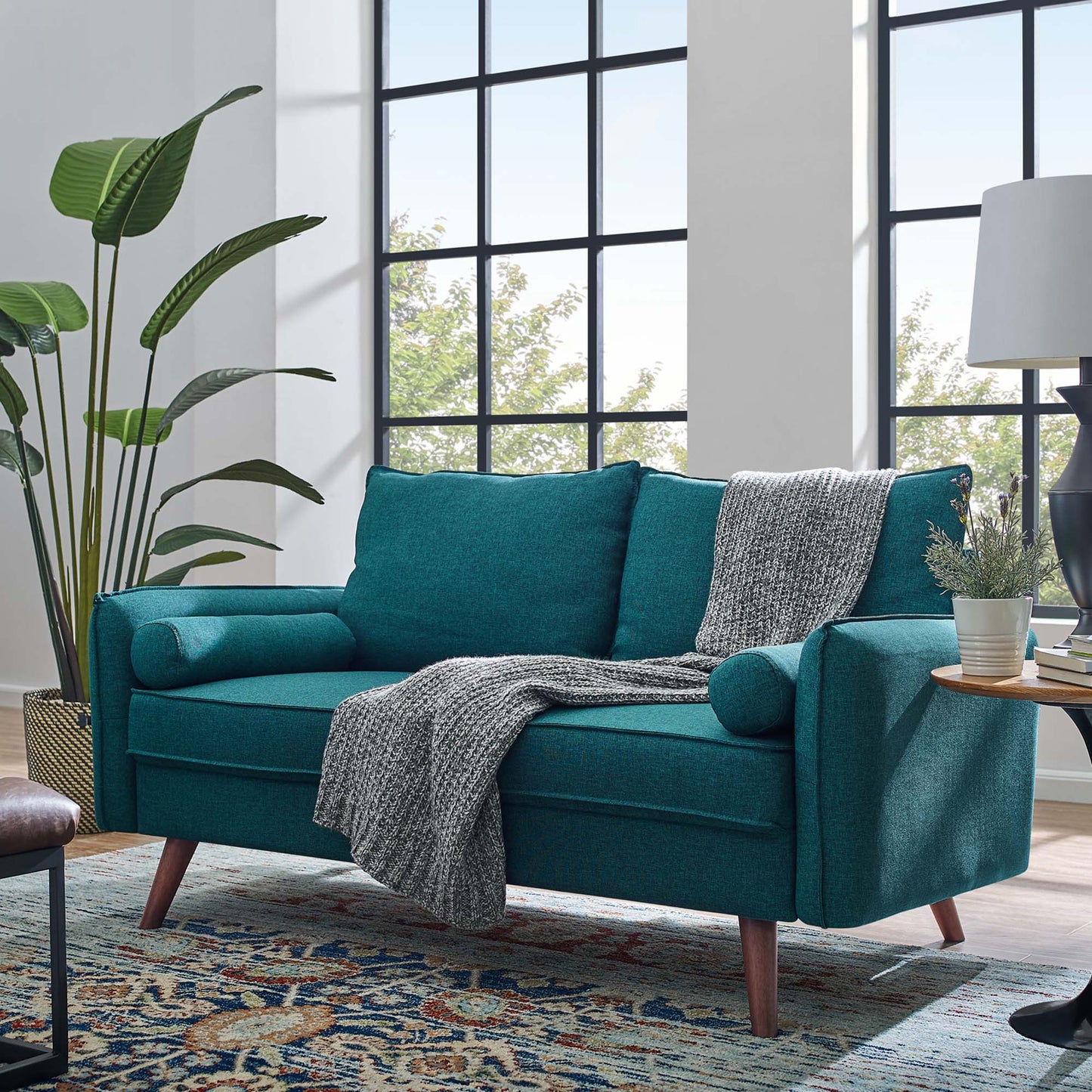 Modway - Revive Upholstered Fabric Loveseat by Modway  Living Room Sofas and Armchairs Blue - EEI-3091-TEA