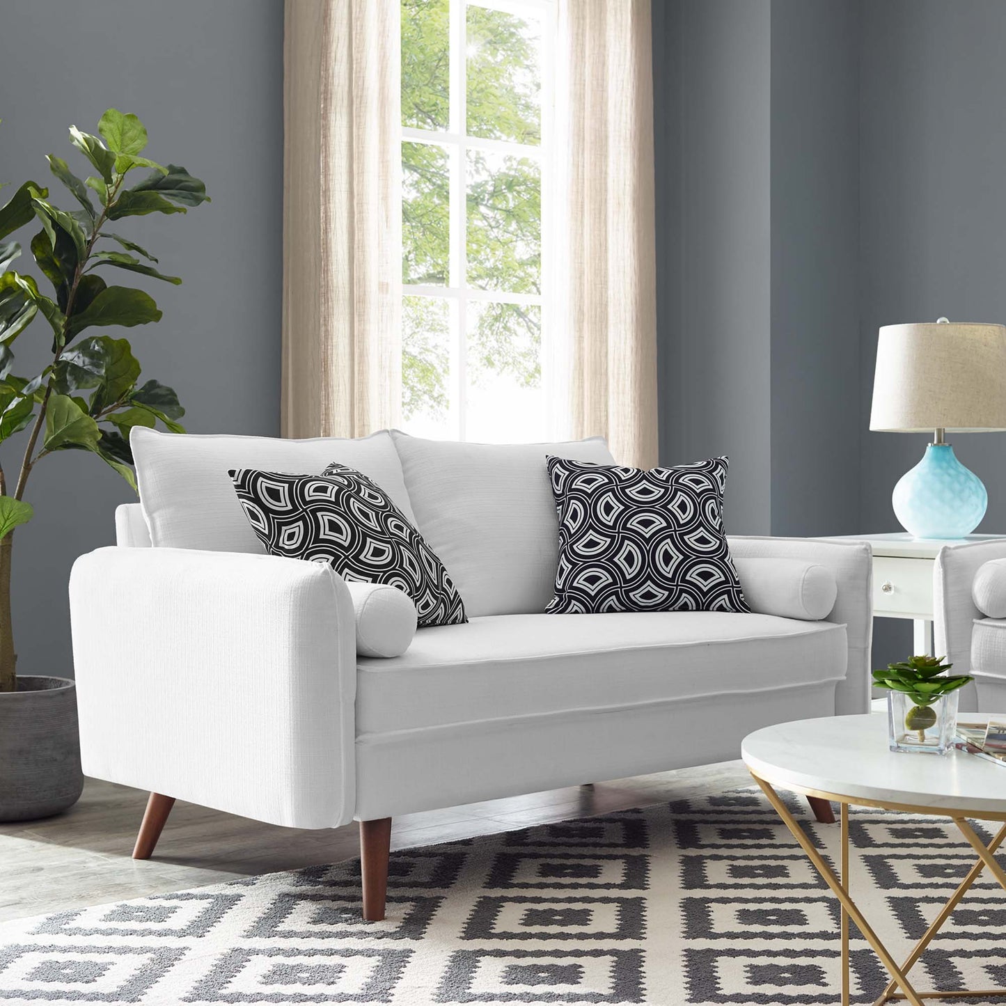 Modway Outlet Revive Upholstered Fabric Loveseat by Modway  Living Room Furniture White - EEI-3091-WHI
