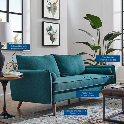 Modway - Revive Upholstered Fabric Sofa by Modway  Living Room Sofas and Armchairs Blue - EEI-3092-TEA