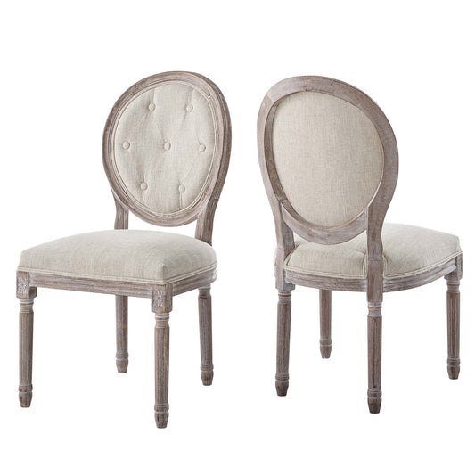 Modway Outlet Arise Vintage French Upholstered Fabric Dining Side Chair Set of 2 by Modway  Bar and Dining Furniture Beige - EEI-3105-BEI-SET