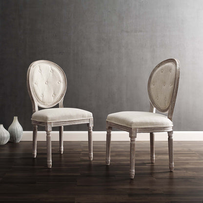 Modway Outlet Arise Vintage French Upholstered Fabric Dining Side Chair Set of 2 by Modway  Bar and Dining Furniture Beige - EEI-3105-BEI-SET