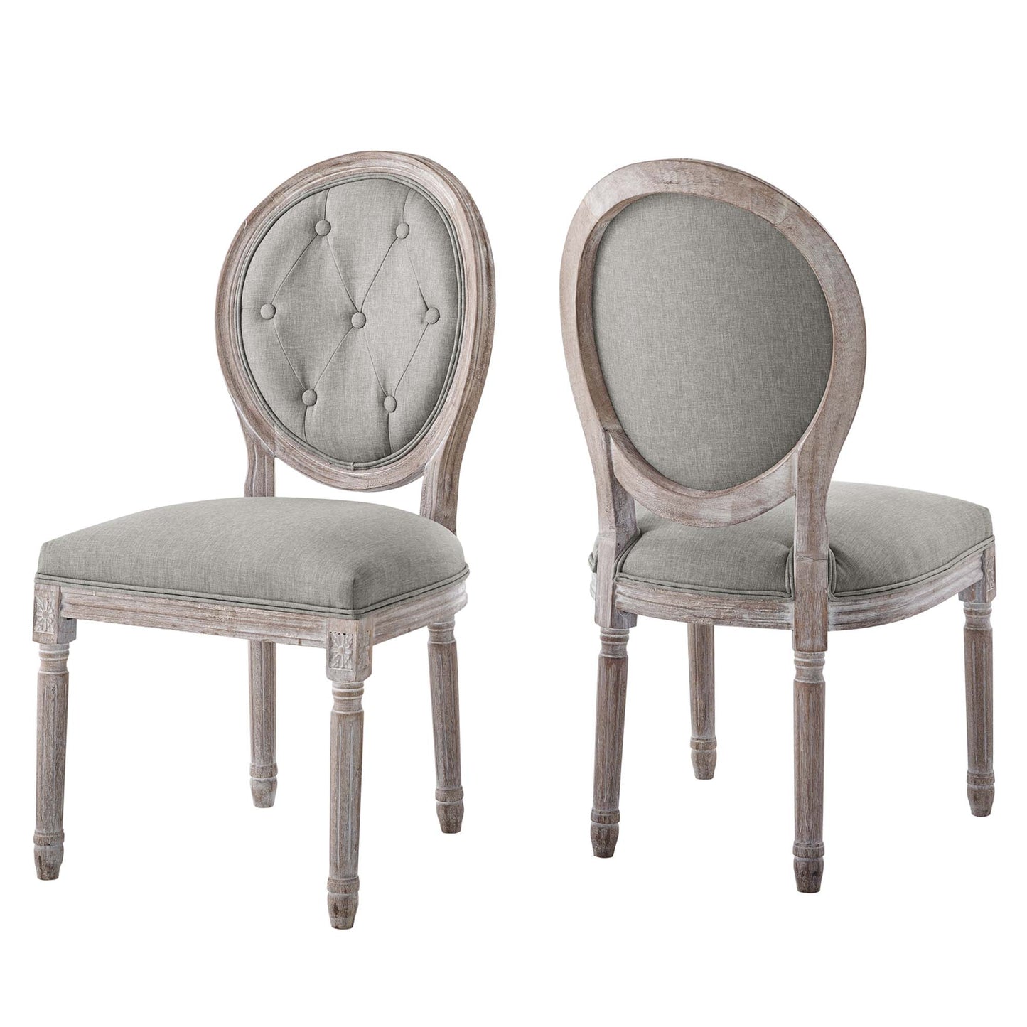 Modway Outlet Arise Vintage French Upholstered Fabric Dining Side Chair Set of 2 by Modway  Bar and Dining Furniture Light Gray - EEI-3105-LGR-SET