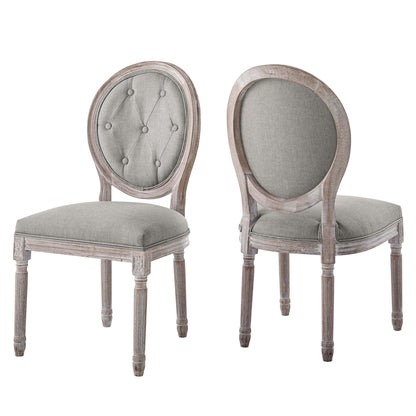 Modway Outlet Arise Vintage French Upholstered Fabric Dining Side Chair Set of 2 by Modway  Bar and Dining Furniture Light Gray - EEI-3105-LGR-SET