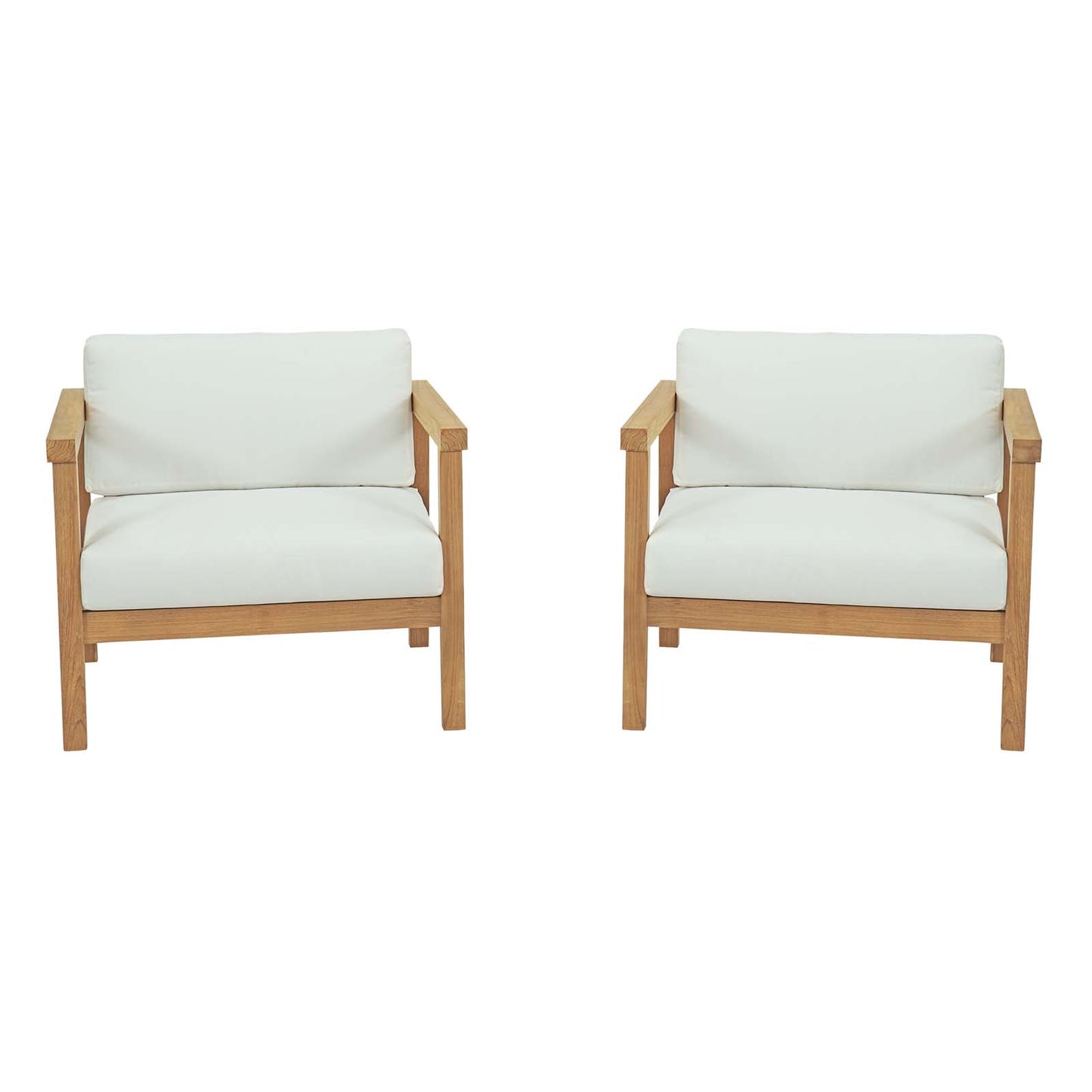 Modway - Bayport 2 Piece Outdoor Patio Teak Set by Modway  Outdoor Furniture Sofa Sectionals White - EEI-3108-NAT-WHI-SET