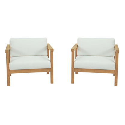 Modway - Bayport 2 Piece Outdoor Patio Teak Set by Modway  Outdoor Furniture Sofa Sectionals White - EEI-3108-NAT-WHI-SET