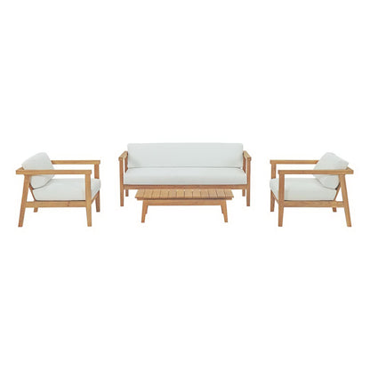 Modway - Bayport 4 Piece Outdoor Patio Teak Set by Modway  Outdoor Furniture Sofa Sectionals White - EEI-3111-NAT-WHI-SET
