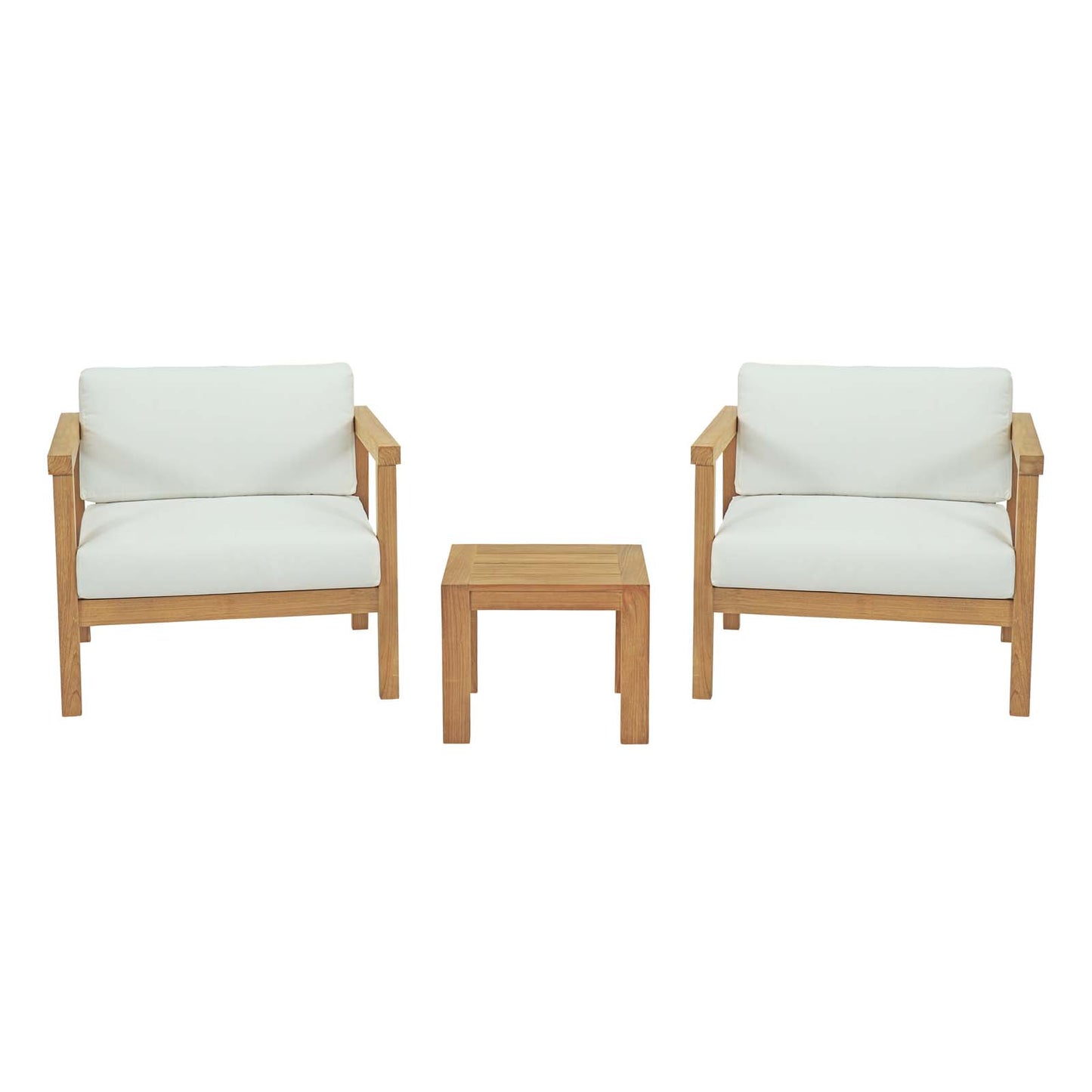 Modway - Bayport 3 Piece Outdoor Patio Teak Set by Modway  Outdoor Furniture Sofa Sectionals White - EEI-3112-NAT-WHI-SET