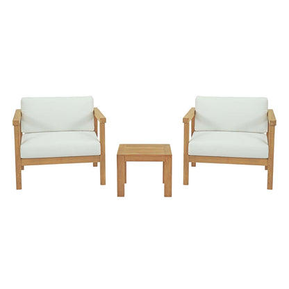 Modway - Bayport 3 Piece Outdoor Patio Teak Set by Modway  Outdoor Furniture Sofa Sectionals White - EEI-3112-NAT-WHI-SET