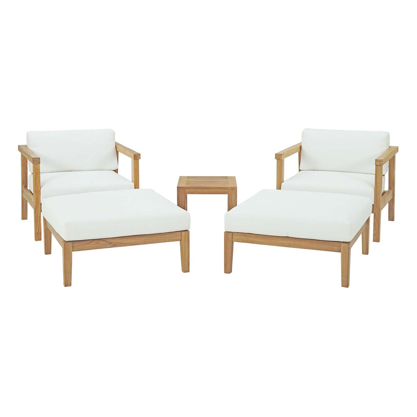 Modway - Bayport 5 Piece Outdoor Patio Teak Set by Modway  Outdoor Furniture Sofa Sectionals White - EEI-3113-NAT-WHI-SET