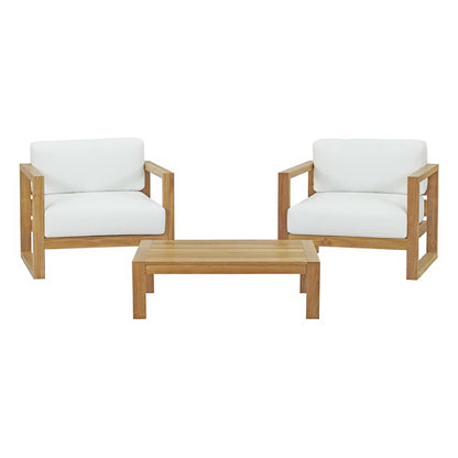 Modway - Upland 3 Piece Outdoor Patio Teak Set by Modway  Outdoor Furniture Sofa Sectionals White - EEI-3114-NAT-WHI-SET