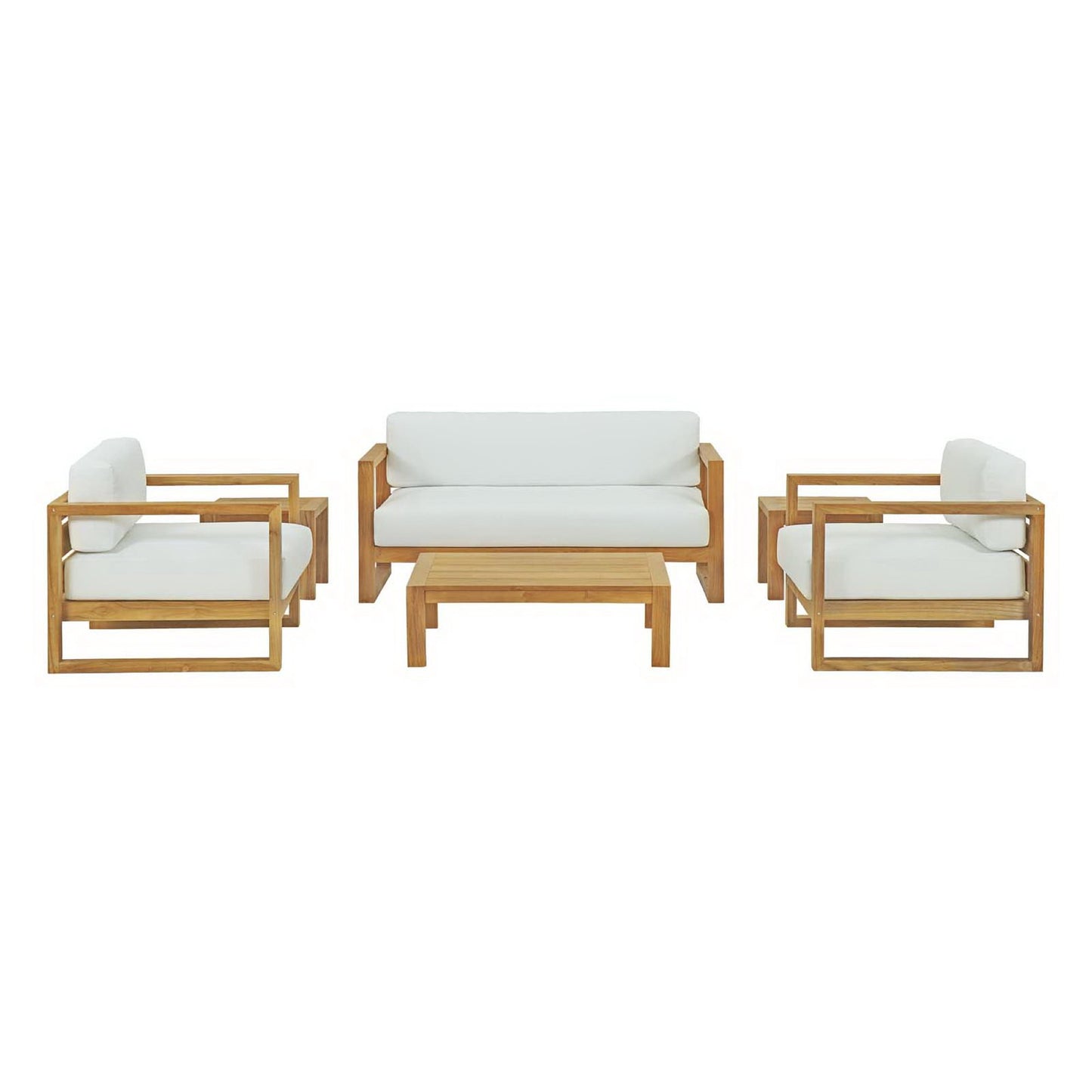 Modway - Upland 6 Piece Outdoor Patio Teak Set by Modway  Outdoor Furniture Sofa Sectionals White - EEI-3118-NAT-WHI-SET