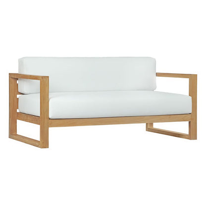 Modway - Upland 6 Piece Outdoor Patio Teak Set by Modway  Outdoor Furniture Sofa Sectionals White - EEI-3118-NAT-WHI-SET