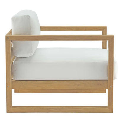 Modway - Upland 3 Piece Outdoor Patio Teak Set by Modway  Outdoor Furniture Sofa Sectionals White - EEI-3119-NAT-WHI-SET